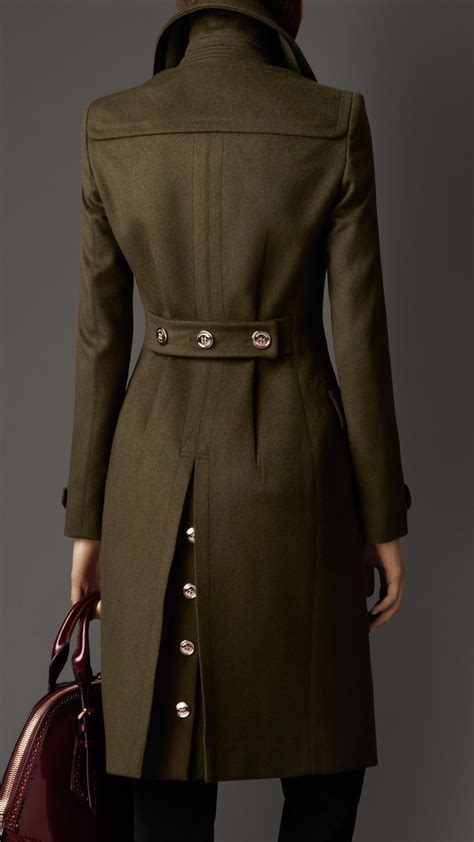 burberry olive wool cashmere coat